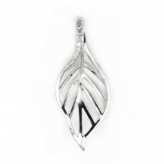 Pendant Leaf for beads half-drilled Silver 925 Rhodium 35mm x 1pc