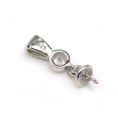 Bélière coupelle, pour perles semi-percées, argent 925 rhodié, 15.3mm x 1pc