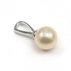Ciondolo a coppa, argento 925 rodio, per perla semiperforata, 11,7 mm x 1 pezzo