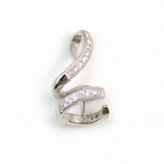 Stylized silver 925 rhodium & rhinestone bead hanger half-percée x 1pc
