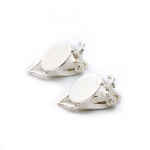 Clip earrings with pad and rings , sterling silver 925 , 8.5mm x 2pcs 