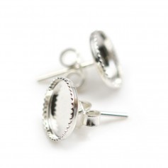 Stud earrings round plate for cabochon 10mm silver 925 x 2pcs