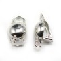 Clip Earrings half beads with ring 4mm, Sterling Silver 925 , 16.5x10mm x 2pcs 