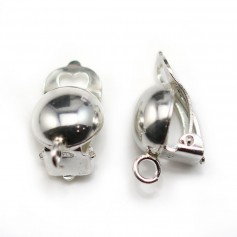 Meio clip para orelha de bola com anéis 4mmx16,5x10mm , prata 925 , x 2pcs