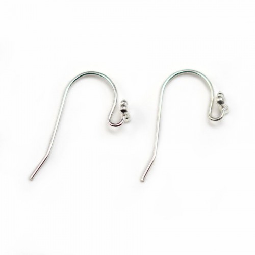 Earwires with 3 balls, 925 sterling silver ,11x20mm x 2pcs