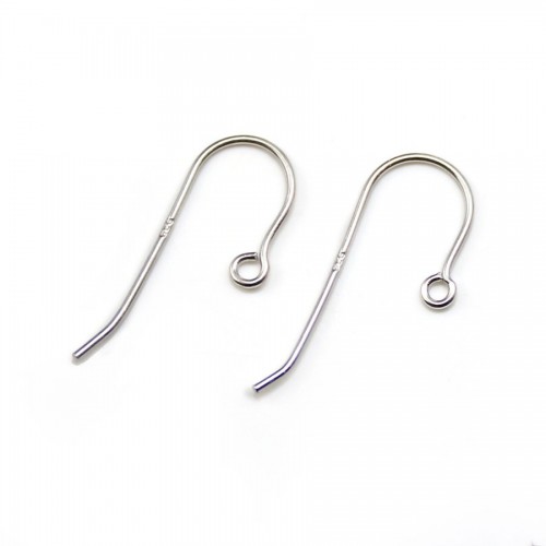 Ear wires, 925 sterling silver rhodium 9x22mm x 4pcs