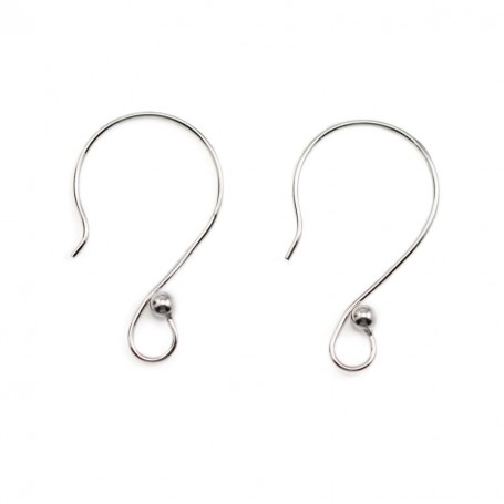 Sterling Silver 925 Rhodium Ear wires with ball like S x 2pcs