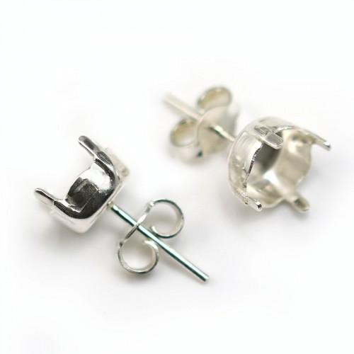 Stud earrings holder cabochon 925 8.5mm x 2 pcs