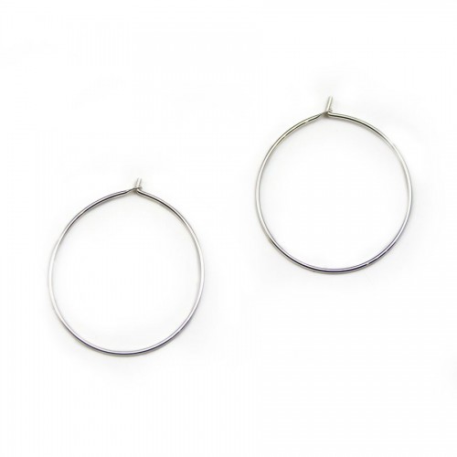 Silver 925 round Stud Earrings 26mm x 2pcs 