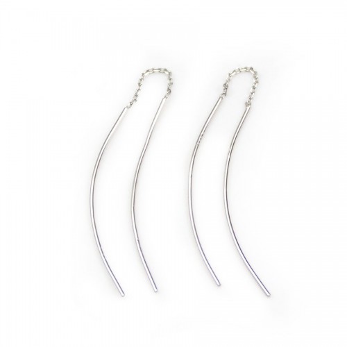 Pendant ear stud with chain, in 925 sterling silver, 40mm x 2pcs