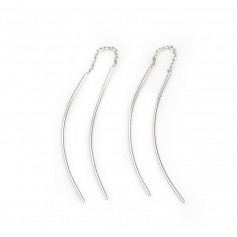 Stud earrings with chain, silver 925 rhodium, 40mm x 2pcs