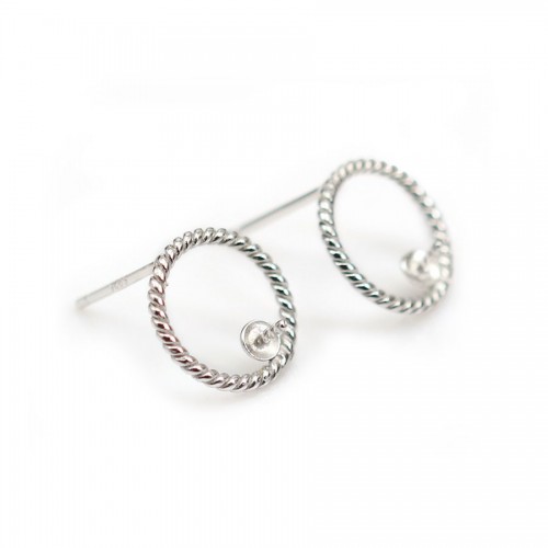 Ear stud with ring, in 925 sterling silver, 12mm x 2pcs