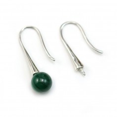 Earwires for half-drilled pearls, Sterling Silver 925  22*10.5mm  X 2 pcs