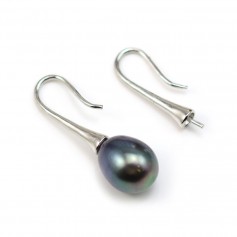 Ganci per orecchio per perle semi-perlate, argento 925 rodio 22x10,5 mm x 2 pz