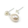 Clous D'oreilles pour perles semi-percées avec anneaux , Argent 925 4mmX 2pcs 