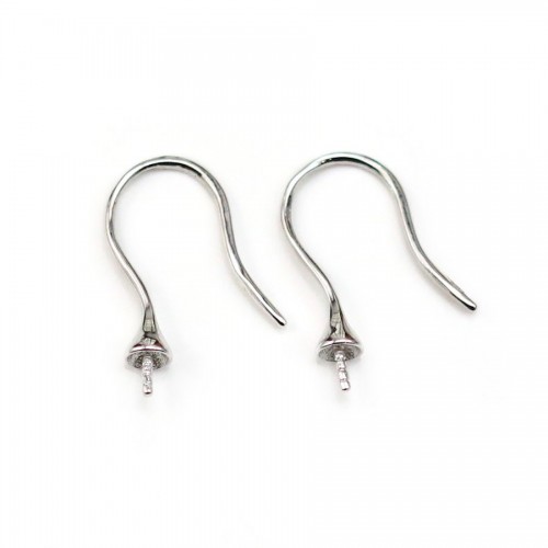Crochets D'oreilles pour perles semi-percées, Argent 925 22mm x 2pcs