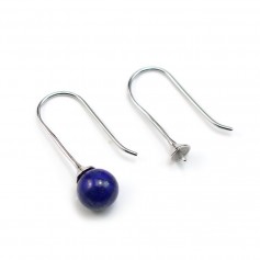 925 sterling silver earwires for half-drilled pearls 30mm x 2pcs