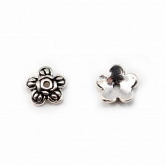 Silver flower cup 925 aged 7mm x 4pcs