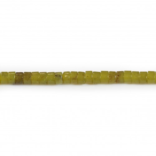 Giada gialla verde coreana, Heishi rotonda, 2,5x4 mm x 40 cm