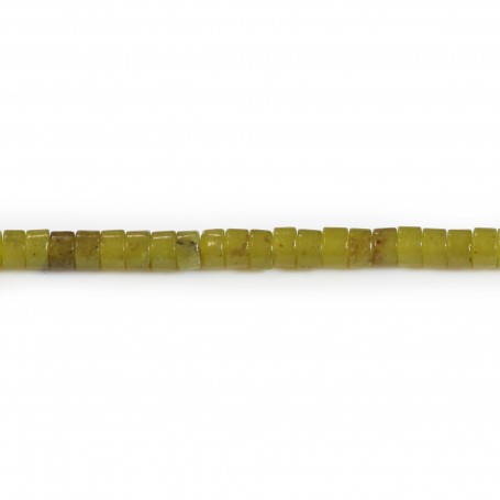 Jade coréen jaune vert, en forme de Heishi, 2x4mm x 40cm