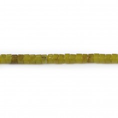 Korean jade yellow green, in the shape of Heishi, 2x4mm x 40cm