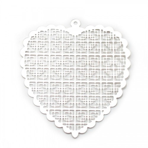 Durchbrochenes Herz Charm in 925er Silber und Wasserzeichen 40mmx35mm x 1Stk