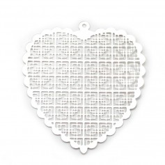 925 silver openwork heart charm and filigree 40mmx35mm x 1pc