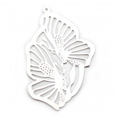 Zwischenblatt 2 durchbrochene Schmetterlinge aus 925er Silber rhodiniert filigran 42mmx30mm x 1Stk