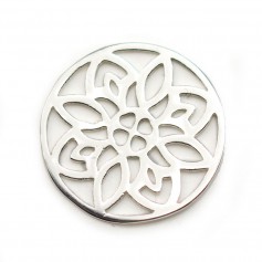 Timbro in argento 925, a forma di fiore, 14,5 mm x 1 pz