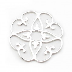 925 silver openwork floral design charm 31mm x 1pc