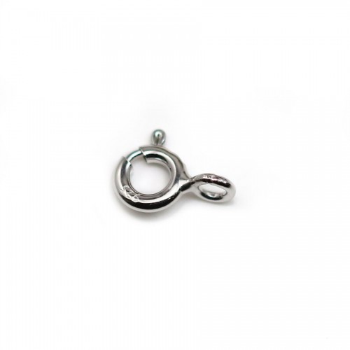 Federverschluss mit Ring aus rhodiniertem 925er Silber 5mm x 4pcs
