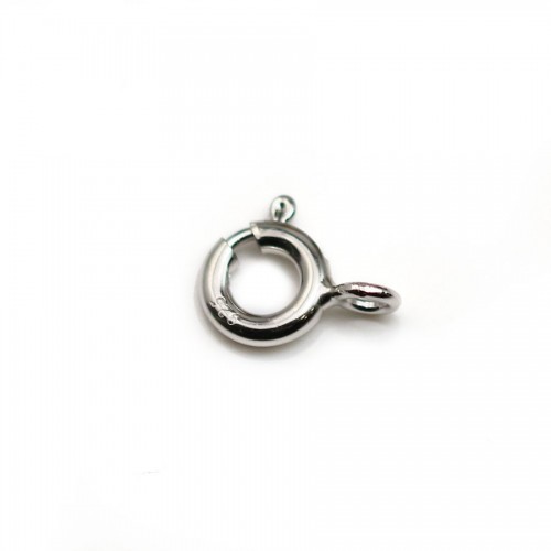 Spring ring clasp, silver 925 rhodium 6mm x 1pc