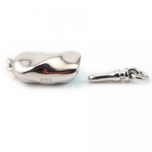 Bellows rectangle clasp, 925 Sterling silver 7x14mm x 1pc