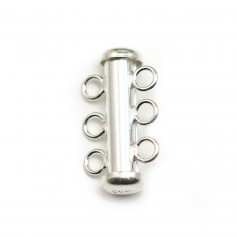 Clasp tube 3 rows silver 925 20mm x 1pc