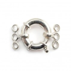 Clasp 3 rows buoy in silver 925 14mm x 1pc