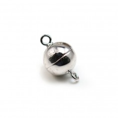 Magnetic clasp, in round shape, in 925 sterling silver, 8 mm x 1pc
