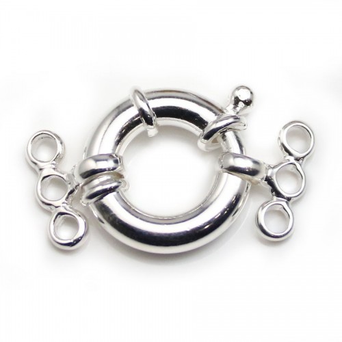 Spring ring clasp 3 strands, 925 Sterling silver 16mm x 1pc