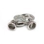 Lobster clasp with zircons, 925 Sterling silver 9x21mm x 1pc 