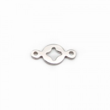 Spacer round with trefoil pattern in silver 925 7x11mm x 2pcs