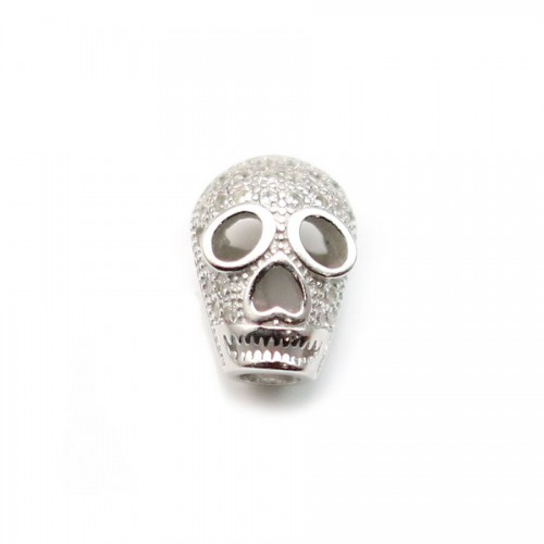 925 silver & cz skull 10x5.5mm x 1pc