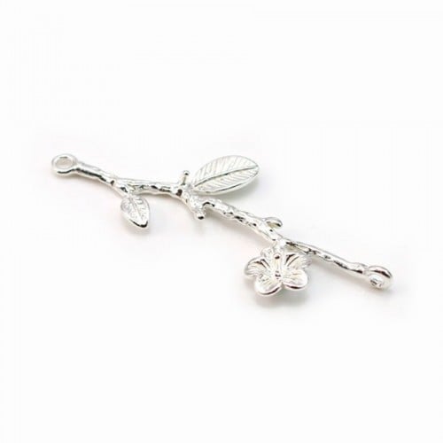 Branch spacer with flower for half drilled bead 18x43mm x 1pc