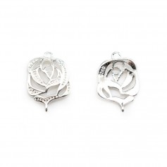 Spacer camellia,sterling silver 925, 9.5x14mm x 1pcs