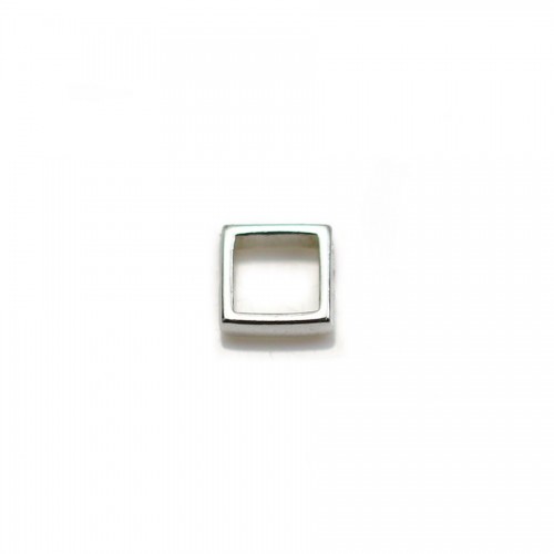 Distanziatore in argento 925, forma quadrata, con 2 fori, 6 mm x 4 pezzi