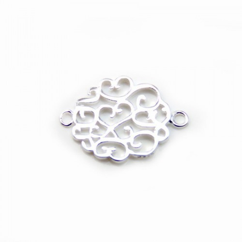 Spacer oval openwork design 925 silver 12x16.7mm x 1pc