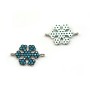 Intercalary snowflake silver 925 and turquoise reconstituted 12x18.5mm x 1pc