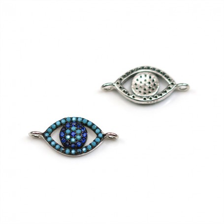 Intercalary eye silver 925 turquoise reconstituted and zirconium 8x18mm x 1pc