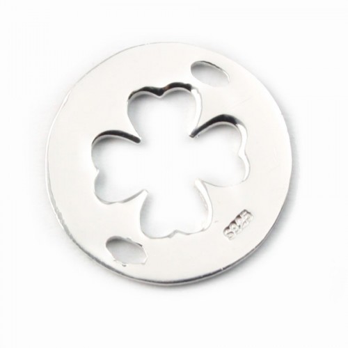 Round spacer with cloverleaf in silver 925 15mm x 1pc