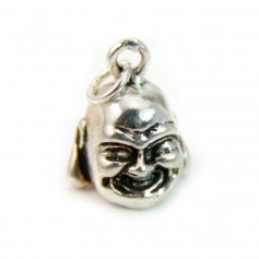 Buddha Kopf Charm Silber 925 10mm mit Ring 8mm x 1Stk