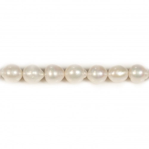 Perlas cultivadas de agua dulce, blancas, barrocas, 11mm x 40cm