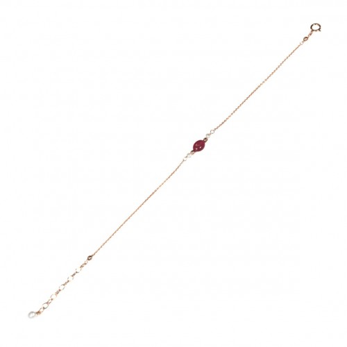 Ruby & Freshwater Pearl Bracelet - Gold filled rosé x 1pc
